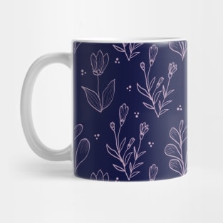 Dark Purple hand drawn floral design Mug